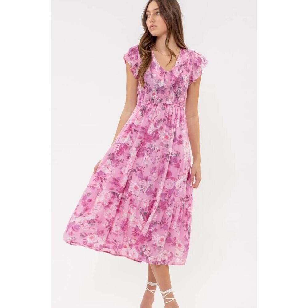 By The River Pink Floral Maxi Dress